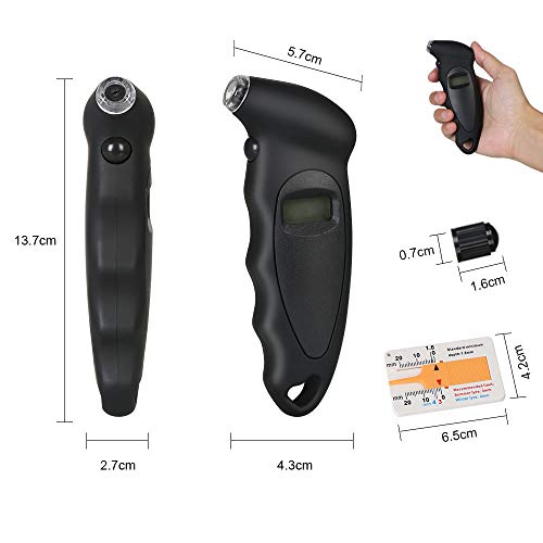URAQT Manómetro Digital Presión Neumáticos, Manómetro Electrónico de Neumáticos, Medidor de Presión Neumáticos con Pantalla LCD Retroiluminada para Auto,Motocicleta, Bicicleta