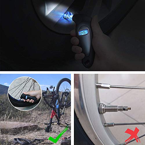 URAQT Manómetro Digital Presión Neumáticos, Manómetro Electrónico de Neumáticos, Medidor de Presión Neumáticos con Pantalla LCD Retroiluminada para Auto,Motocicleta, Bicicleta