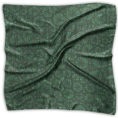 Uridy Pañuelo de raso cuadrado Sakura Seda verde como bandanas ligeras Pañuelo para la cabeza Chal cuello Pañuelo en la cabeza