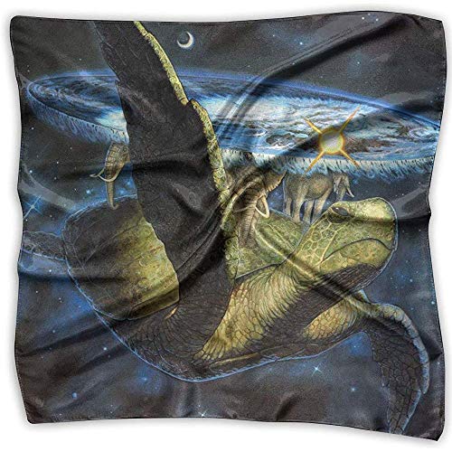 Uridy Pañuelo de raso cuadrado Tortuga Elefante Espacio Seda como pañuelos ligeros Pañuelo para la cabeza Chal Pañuelo en la cabeza