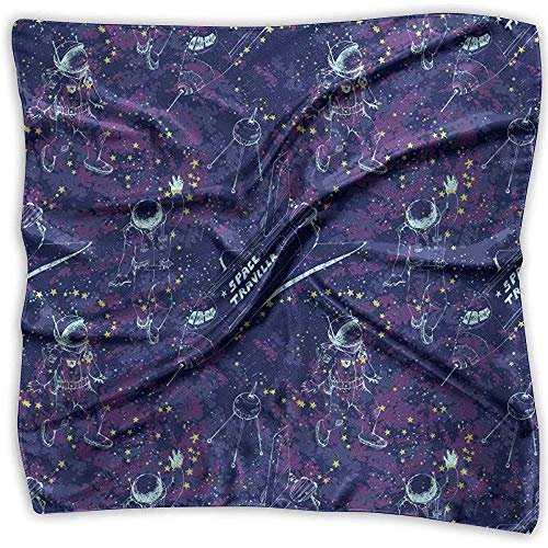 Uridy Pañuelo de satén cuadrado Diseño de espacio morado Seda como bandanas ligeras Pañuelo para la cabeza Chal para el cuello Pañuelo para la cabeza