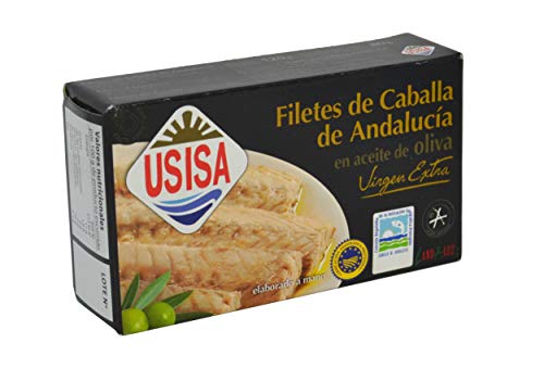 Usisa - Conserva de Pescado | Filetes de Caballa en Aceite de Oliva Virgen Extra - 5 Latas x 120 g