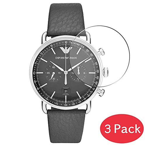 VacFun 3 Piezas Vidrio Templado Protector de Pantalla para Emporio Armani AR11143, 9H Cristal Screen Protector Sin Burbujas, Alta Definición Película Protectora Reloj Inteligente Smartwatch Pulsera