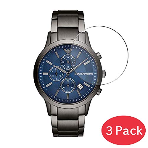 VacFun 3 Piezas Vidrio Templado Protector de Pantalla para Emporio Armani AR11215, 9H Cristal Screen Protector Sin Burbujas, Alta Definición Película Protectora Reloj Inteligente Smartwatch Pulsera
