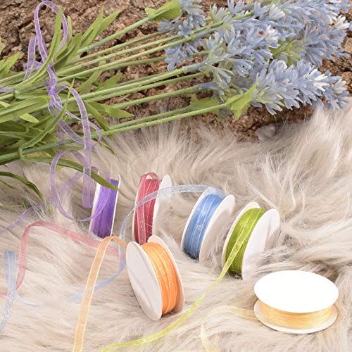 Vaessen Creative Set de Cinta Organza, Primavera, Mix de 6 Colores, x, Bordes Tejidos para Creación de Tarjetas de Pascua, Scrapbooking, Envoltorios de Regalos y más Proyectos de Manualidades, 3mm 2m