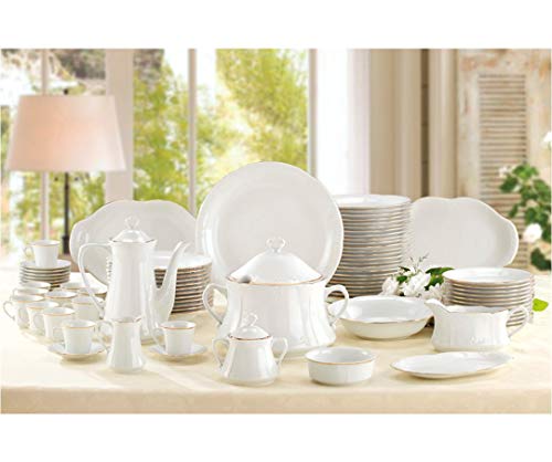 VAJILLA PORCELANA VERSALLES 42 PIEZAS CON FILO DORADO CON GRAN ELEGANCIA Y TOQUE DE DISTINCIÓN