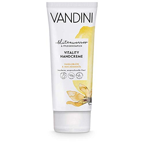 VANDINI VITALITY - Crema de manos con flores de vainilla y aceite de macadamia, 75 ml