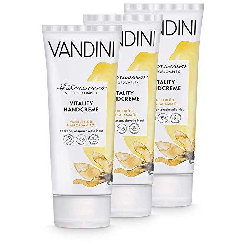 VANDINI VITALITY Crema de Manos Flor de Vainilla y Aceite de Macadamia 3 x 75 ml