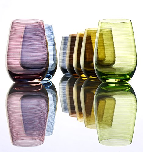 Vasos Twister de Stölzle Lausitz, 465 ml, Rosa, Juego de 6 Unidades, Bonitos Vasos de Colores, compatibles con lavavajillas