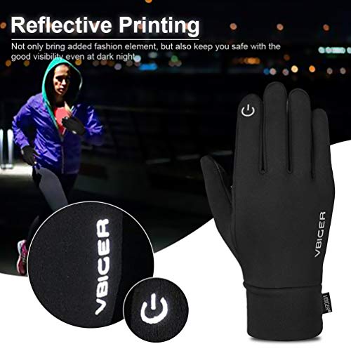 VBIGER Guante de Otoño Invierno Bicicleta Correr al Aire Libre Guantes Calientes con Reflectante,Unisex, negro, S