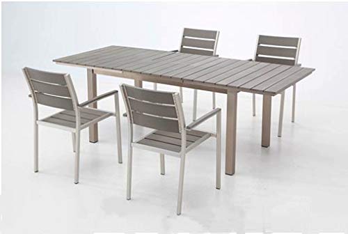 VDC Mesa Aluminio POLYWOOD Extensible Siena 160-220X90 CM + 4 SILLAS Siena
