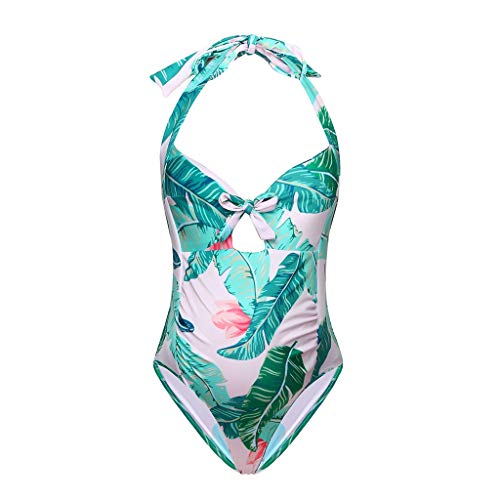 VECDY Bikini Premama Verano, Moda Suave Bañadores Premama Mujer Traje De Baño Maternidad De Liga con Estampado De Hojas Embarazo Ajustable Monokini Conjuntos Natación Verano （Multicolor，M）