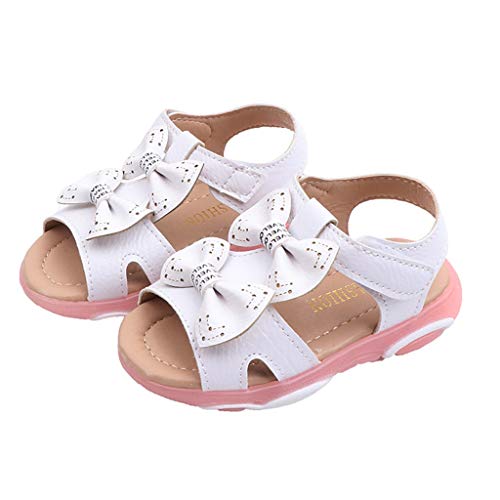 VECDY Zapatillas Bebe Niña, Moda Suave Zapatos 2019 Niños Bebés Niñas Bowknot Llevó La Luz Luminosa Deporte Sandalias Zapatillas De Deporte De Playa Verano Zapatos De Princesa (Blanco,24)