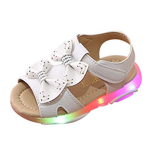 VECDY Zapatillas Bebe Niña, Moda Suave Zapatos 2019 Niños Bebés Niñas Bowknot Llevó La Luz Luminosa Deporte Sandalias Zapatillas De Deporte De Playa Verano Zapatos De Princesa (Blanco,24)
