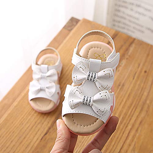VECDY Zapatillas Bebe Niña, Moda Suave Zapatos 2019 Niños Bebés Niñas Bowknot Llevó La Luz Luminosa Deporte Sandalias Zapatillas De Deporte De Playa Verano Zapatos De Princesa (Blanco,24)
