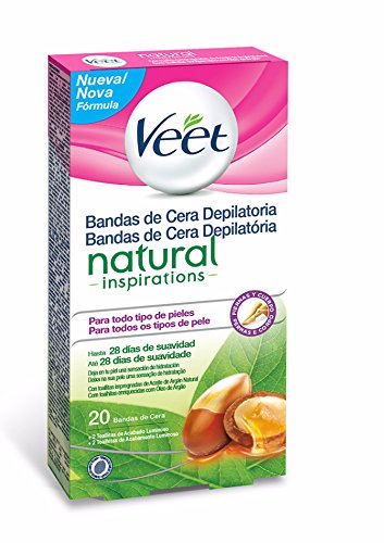 VEET Natural inspirations bandas de cera depilatoria todo tipo de pieles caja 20 uds