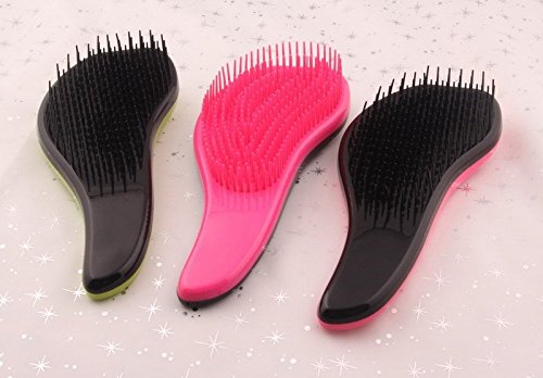 Veewon Desenredado del sistema de cepillo (Rosa y Negro) - A partir del Detangler cepillo de pelo para las mujeres, niñas, hombres y niños-uso como peine o cepillo para el pelo - Uso en fino, grueso, rizado, liso, Mojado, Cabello Seco