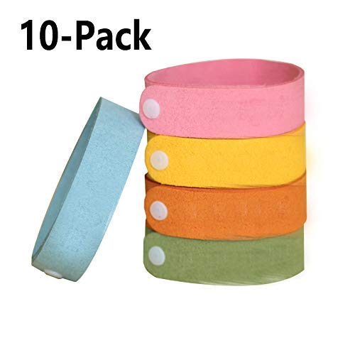 Vegena Pulsera antimosquitos, 10 Unidades, Pulsera Reutilizable, Material Natural para niños, Adultos