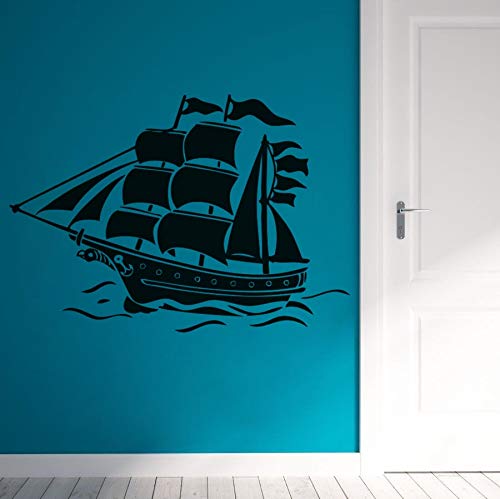 Velero náutico etiqueta de la pared estilo marino decoración del hogar barco pirata cartel de pared extraíble barco de vela vinilo mural etiqueta de la pared decoración A7 57x40cm