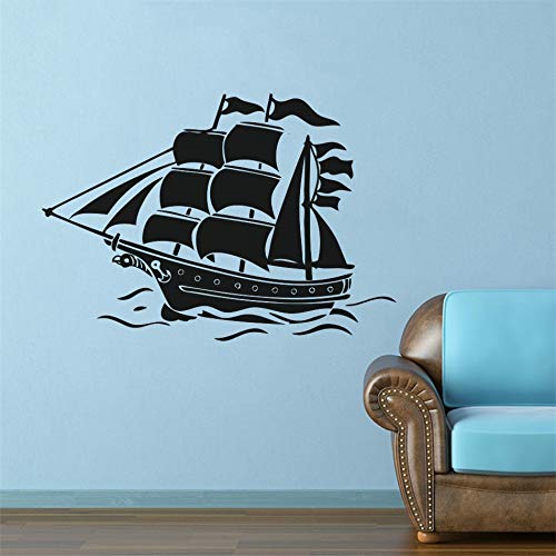 Velero náutico etiqueta de la pared estilo marino decoración del hogar barco pirata cartel de pared extraíble barco de vela vinilo mural etiqueta de la pared decoración A7 57x40cm
