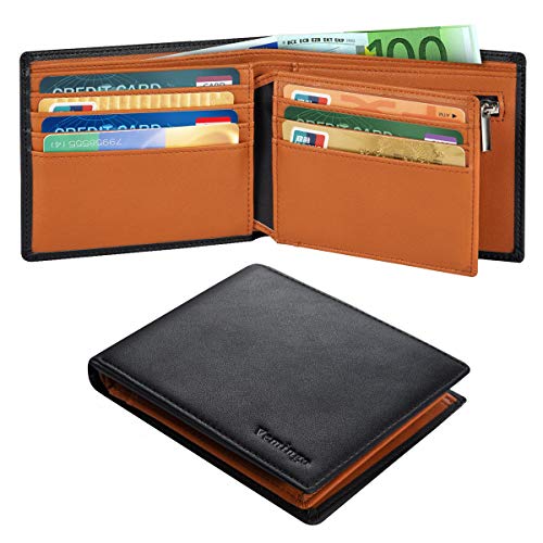 Vemingo Cartera para Hombre con Clip,Monedero con RFID Bloqueo para Tarjetas de Crédito Portamonedas Ligeros para Hombre/Adolescente (Xb-045 Negro y Marrón)