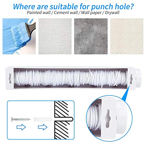 Verdelife Corde à Linge Rétractable, Ligne De Séchage Des Vêtements, étendoir, Crochet Porte-serviettes, Très Approprié Pour Jardin, Terrasse, Balcon, Intérieur Et Extérieur (5 Cordes)