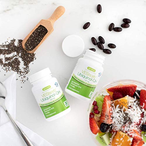 VESIsorb Ubiquinol-QH Coenzima Q10 100mg - Suplemento CoQ10 Kaneka Ubiquinol de alta absorción, fórmula patentada con efecto 6x más duradero, 30 cápsulas