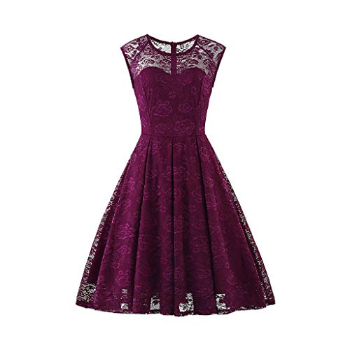 Vestido de cóctel sin Mangas con Encaje Floral sólido Vintage de Country Rock para Mujer Vestido sin Mangas Largo a Rayas Mujeres Boho sin Mangas Señora de Verano