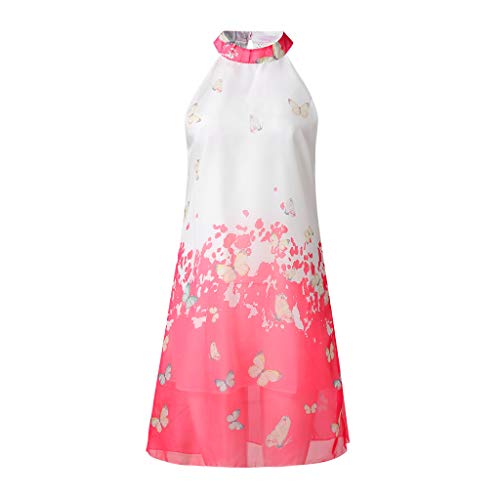 Vestido Halter con Cuello Halter sin Mangas con Estampado de Mini Vestido de Playa para Mujer de Tirantes Casual Slim de Citas Fiesta para Noche Vestido de Novia Fiesta o cóctel Boda