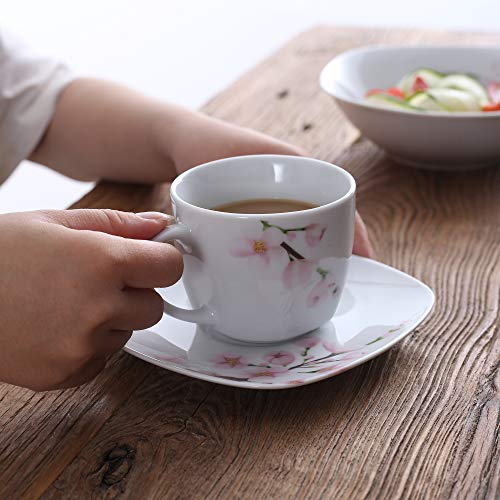 VEWEET Annie Juegos de Vajillas 60 Piezas de Porcelana con 12 Taza 175 ml, 12 Platillos, 12 Platos, 12 Platos de Postre y 12 Platos Hondos para 12 Personas