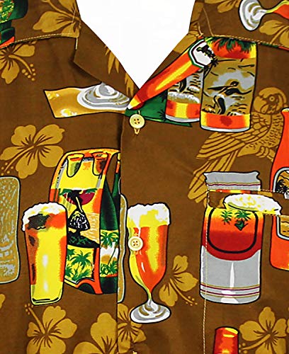 V.H.O. Funky Camisa Hawaiana, Beerbottle, Marron, 3XL