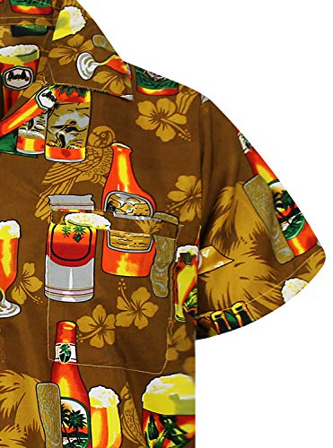 V.H.O. Funky Camisa Hawaiana, Beerbottle, Marron, 3XL