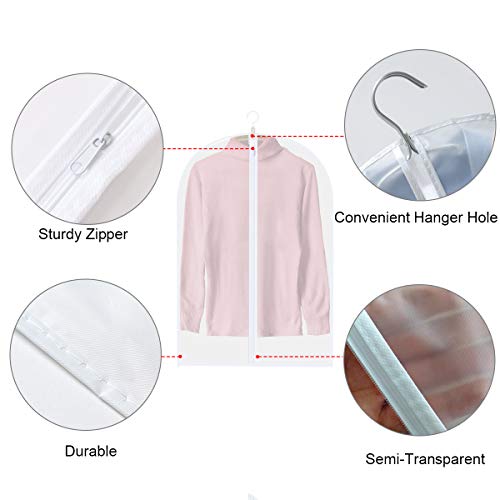 Vicloon Fundas de Ropa, 6 Pcs 60 * 100cm Fundas de Trajes Transpirables Transparentes Impermeables con Cremallera Completa, Bolsas de Ropa a Prueba de Polvo para Vestidos Abrigos Chaquetas Camisas