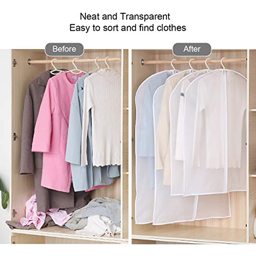 Vicloon Fundas de Ropa, 6 Pcs 60 * 100cm Fundas de Trajes Transpirables Transparentes Impermeables con Cremallera Completa, Bolsas de Ropa a Prueba de Polvo para Vestidos Abrigos Chaquetas Camisas