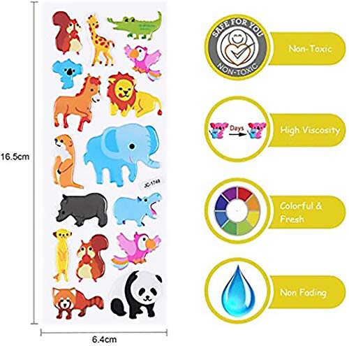 Vicloon Pegatinas para niños 500+, 22 Hojas Diferentes Pegatinas 3D, Stickers Infantiles para Bullet Journal Scrapbooking Incluye Animales, Peces, Dinosaurios, Números, Frutas, Aviones y Más