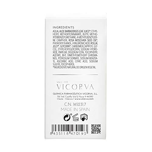 VICORVA CREMIGEL HIALURÓNICO FPS 20 | Antiage Facial con Ácido Hialurónico, Rosa Mosqueta y Jalea Real | Para pieles mixtas y grasas | Protección Solar UVA/UVB Media | 50ml