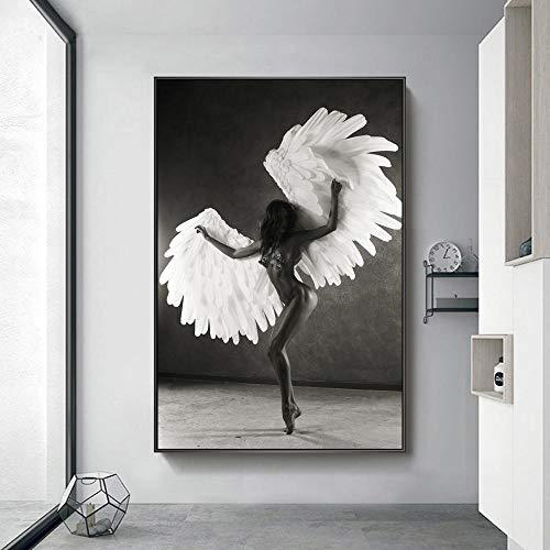 Victoria Secret Dancing Girl Angels with Wings Cartel Moderno e Impresiones Pintura sobre Lienzo Arte de la Pared Moda Imagen Decoración 50X75CM SIN Marco