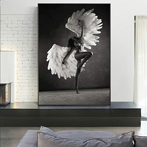 Victoria Secret Dancing Girl Angels with Wings Cartel Moderno e Impresiones Pintura sobre Lienzo Arte de la Pared Moda Imagen Decoración 50X75CM SIN Marco
