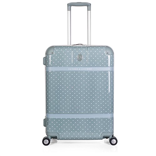 VICTORIO & LUCCHINO - 80100 Set 2 Maletas trolley 50/60 cm PC Policarbonato estampado. Rígidas, ligeras y resistentes. Mango telescópico, 2 asas 4 ruedas. Vuelos low cost Ryanair Vueling, Color Gris