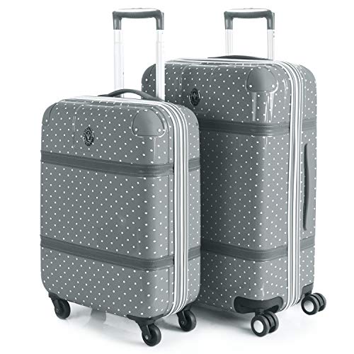 VICTORIO & LUCCHINO - 80100 Set 2 Maletas trolley 50/60 cm PC Policarbonato estampado. Rígidas, ligeras y resistentes. Mango telescópico, 2 asas 4 ruedas. Vuelos low cost Ryanair Vueling, Color Gris
