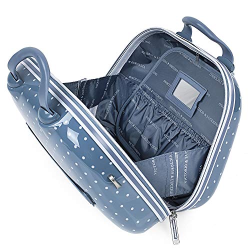 VICTORIO & LUCCHINO - Juego Maleta Cabina y Neceser 2 pzs, Maleta Pequeña 20"(55x40x20 cm), ABS, Rígidas, Resistentes y Duraderas, 4 Ruedas, Cómodas y Ligeras, Candado Combinación 80150B, Color Azul
