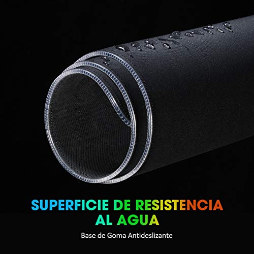 VicTsing Alfombrilla Gaming, 800 x 400 x4.0 mm Extra Grande Alfombrilla Raton RGB para Juego, Base de Goma Antideslizante y Superficie Suave Resistente al Agua para Gamers, PC y Portátil