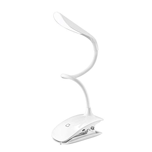 VicTsing Luz Lectura Libros Cama, Lampara Lectura Pinza USB 15 Leds con Brillo Regulable, 3 Modos de Luz, Gran Autonomía hasta 12H y Cuello 360º Flexible para Leer en Cama, Estudio, Ordenador, Blanca