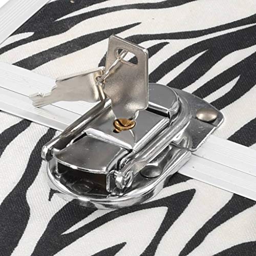 vidaXL Maletín Maquillaje Aluminio Neceser Salud Organización de Productos Accesorios para Belleza Elegante Duradero Estampado de Cebra 37x24x35cm