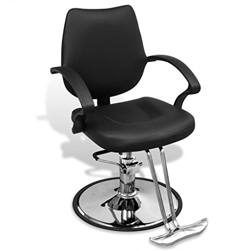 vidaXL Silla Profesional de Barbero Cuero Artificial Negra Asiento Peluquería