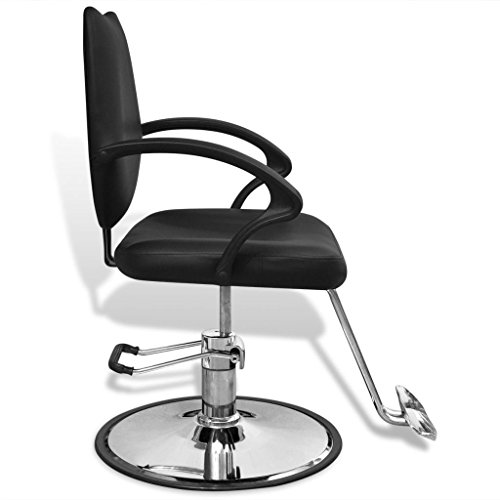 vidaXL Silla Profesional de Barbero Cuero Artificial Negra Asiento Peluquería