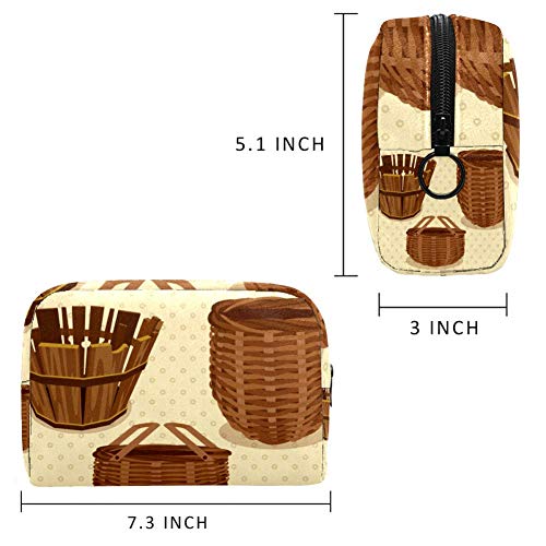 Viejo cesta cosmética bolsa de maquillaje bolsa de viaje portátil para mujeres y niñas embrague con cremallera