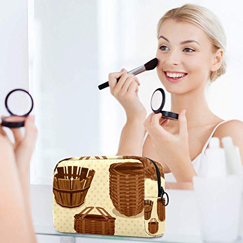 Viejo cesta cosmética bolsa de maquillaje bolsa de viaje portátil para mujeres y niñas embrague con cremallera