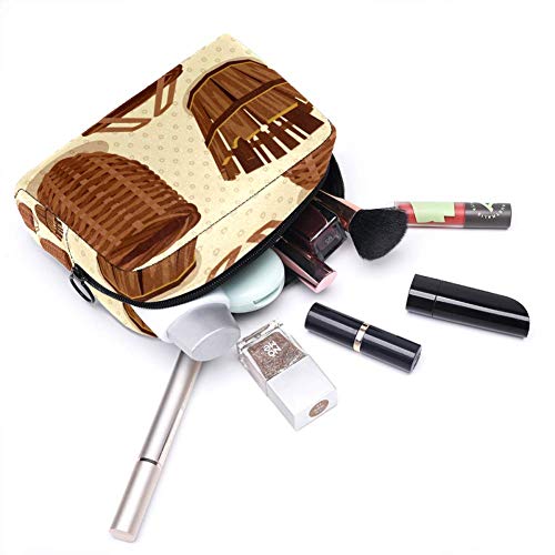 Viejo cesta cosmética bolsa de maquillaje bolsa de viaje portátil para mujeres y niñas embrague con cremallera