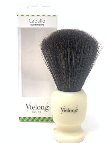 Vielong Brocha De Afeitar De Caballo Negro. Modelo Vintage Comte Con Mando De Resina Marfil. Diámetro 24Mm. 70 g